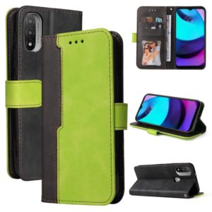 For Motorola Moto E40 / E30 / E20 Stitching-Color Flip Leather Phone Case with Holder(Green) (OEM)