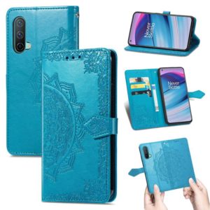 For OnePlus Nord CE 5G Mandala Flower Embossed Horizontal Flip Leather Case with Holder & Three Card Slots & Wallet & Lanyard(Blue) (OEM)