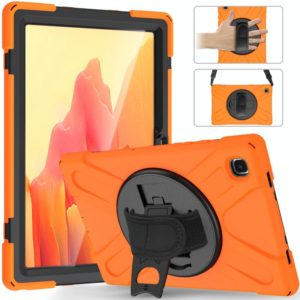 For Samsung Galaxy Tab A7 10.4 2020 T500 / T505 Shockproof Colorful Silicone + PC Protective Case with Holder & Shoulder Strap & Hand Strap & Screen Protector(Orange) (OEM)
