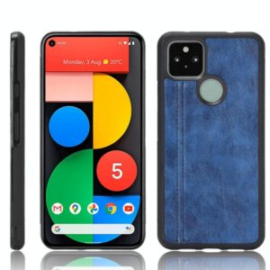 For Google Pixel 4a 5G Shockproof Sewing Cow Pattern Skin PC + PU + TPU Case(Blue) (OEM)