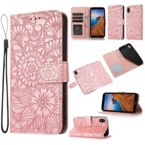 For Xiaomi Redmi 7A Skin Feel Embossed Sunflower Horizontal Flip Leather Case with Holder & Card Slots & Wallet & Lanyard(Rose Gold) (OEM)