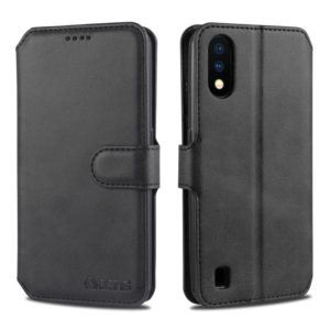 For Samsung Galaxy A01 AZNS Calf Texture Horizontal Flip Leather Case, with Holder & Card Slots & Wallet & Photo Frame(Black) (AZNS) (OEM)