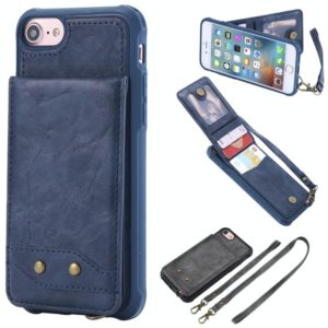 For iPhone 6 Vertical Flip Shockproof Leather Protective Case with Long Rope, Support Card Slots & Bracket & Photo Holder & Wallet Function(Blue) (OEM)