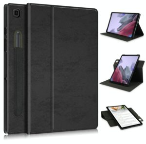 For Samsung Galaxy Tab A7 Lite 8.7 2021 T220 / T225 Solid Color 360 Degrees Rotation Tablet Leather Case with Holder(Black) (OEM)