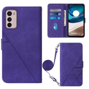 For Motorola Moto G42 Crossbody 3D Embossed Flip Leather Phone Case(Purple) (OEM)