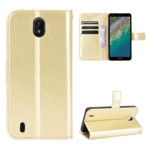 For Nokia C01 Plus Crazy Horse Texture Horizontal Flip Leather Case with Holder & Card Slots & Lanyard(Gold) (OEM)