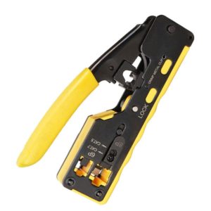 6P8P Seven-type Through-hole Crystal Head Wire Stripping Tool Network Cable Pliers(Yellow) (OEM)