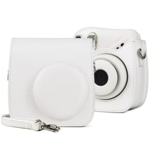Retro Full Body PU Leather Case Camera Bag with Strap for FUJIFILM instax mini 7+ (White) (OEM)