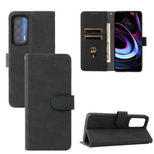 For Motorola Edge (2021) Solid Color Skin Feel Magnetic Buckle Horizontal Flip PU Leather Case with Holder & Card Slots & Wallet(Black) (OEM)