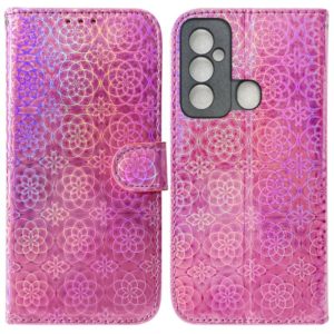 For Tecno Spark 6 GO Colorful Magnetic Buckle Leather Phone Case(Pink) (OEM)