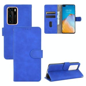 For Huawei P40 Solid Color Skin Feel Magnetic Buckle Horizontal Flip Calf Texture PU Leather Case with Holder & Card Slots & Wallet(Blue) (OEM)