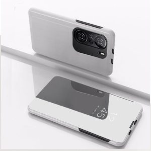 For Redmi K40/K40 Pro/K40 Pro+/Poco F3 Plated Mirror Horizontal Flip Leather Case with Holder(Silver) (OEM)