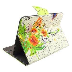 Flower and Butterfly Pattern Diamond Encrusted Leather Protective Case with Holder for 7 inch Tablet PC (OEM)