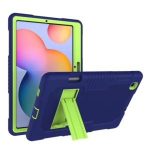 Contrast Color Robot Shockproof Silicone + PC Protective Case with Holder For Samsung Galaxy Tab S6 Lite P610(Navy Blue Yellow Green) (OEM)