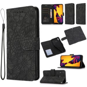 For Huawei P20 lite Skin Feel Embossed Sunflower Horizontal Flip Leather Case with Holder & Card Slots & Wallet & Lanyard(Black) (OEM)