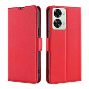 For OnePlus Nord 2T Ultra-thin Voltage Side Buckle Horizontal Flip Leather Phone Case(Red) (OEM)