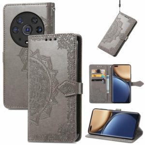 For Honor Magic3 Pro Mandala Flower Embossed Flip Leather Phone Case(Grey) (OEM)