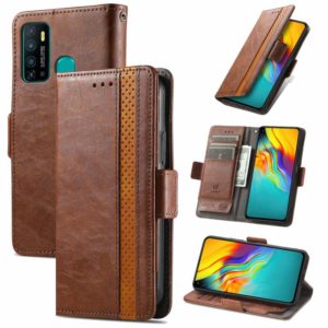 For Infinix Hot 9 CaseNeo Business Splicing Dual Magnetic Buckle Horizontal Flip PU Leather Case with Holder & Card Slots & Wallet(Brown) (OEM)