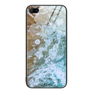 For Honor 10 Marble Pattern Glass Protective Phone Case(Beach) (OEM)