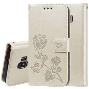 Rose Embossed Horizontal Flip PU Leather Case for Galaxy J2 Core, with Holder & Card Slots & Wallet (Gold) (OEM)