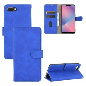 For OPPO A5(AX5) / A3s / A12e Solid Color Skin Feel Magnetic Buckle Horizontal Flip Calf Texture PU Leather Case with Holder & Card Slots & Wallet(Blue) (OEM)