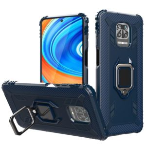 For Xiaomi Redmi 10X 5G Carbon Fiber Protective Case with 360 Degree Rotating Ring Holder(Blue) (OEM)