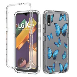 For LG K22 2 in 1 High Transparent Painted Shockproof PC + TPU Protective Case(Blue Butterfly) (OEM)