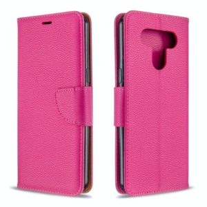 For LG K51 Litchi Texture Pure Color Horizontal Flip PU Leather Case with Holder & Card Slots & Wallet & Lanyard(Rose Red) (OEM)