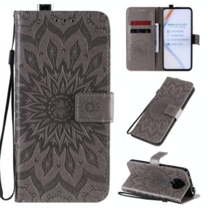 For Xiaomi Redmi K30 Pro Embossed Sunflower Pattern Horizontal Flip PU Leather Case with Holder & Card Slots & Wallet & Lanyard(Gray) (OEM)