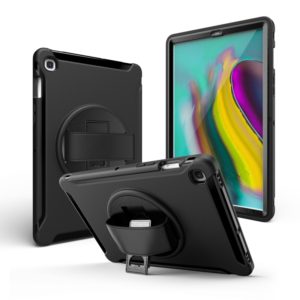 For iPad 10.5 / Air 10.5 360 Degree Rotation PC + Silicone Protective Case with Holder & Hand-strap(Black) (OEM)