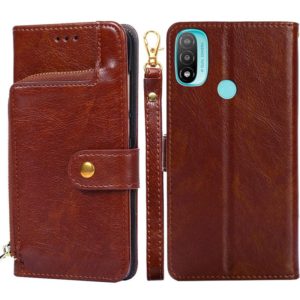 For Motorola Moto E20 / E40 Zipper Bag Leather Phone Case(Brown) (OEM)
