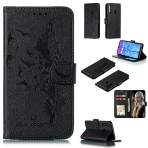 Feather Pattern Litchi Texture Horizontal Flip Leather Case with Wallet & Holder & Card Slots For Huawei Honor 10i / P Smart+ 2019 / Honor 20i / Honor 10 Lite(Black) (OEM)