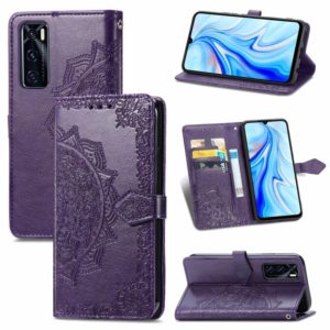 For vivo V20 SE Mandala Embossing Pattern Horizontal Flip Leather Case with Holder & Card Slots & Wallet & Lanyard(Purple) (OEM)