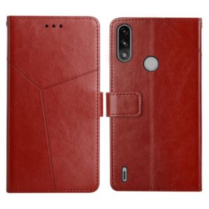 For Motorola Moto E7 Power Y Stitching Horizontal Flip Leather Phone Case with Holder & Card Slots & Wallet & Photo Frame(Brown) (OEM)