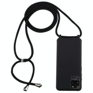 For Galaxy S20 Ultra Candy Color TPU Protective Case with Lanyard(Black) (OEM)