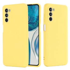 For Motorola Moto G52 4G/G82 Pure Color Liquid Silicone Shockproof Phone Case(Yellow) (OEM)