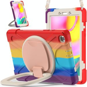 For Samsung Galaxy Tab A 8.0 (2019) T290 / T295 Silicone + PC Protective Case with Holder & Shoulder Strap(Colorful Red) (OEM)
