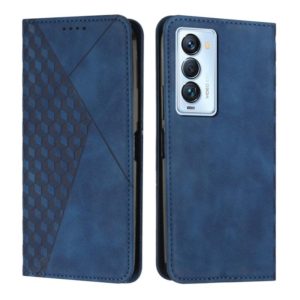 For Tecno Camon 18 Premier Diamond Splicing Skin Feel Magnetic Leather Phone Case(Blue) (OEM)