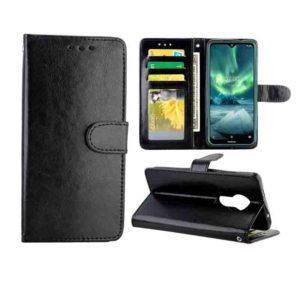 For Nokia 7.2 Crazy Horse Texture Leather Horizontal Flip Protective Case with Holder & Card Slots & Wallet & Photo Frame(Black) (OEM)