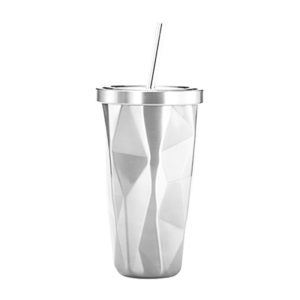 500ml Irregular Double Layer 304 Stainless Steel Sippy Cup (White) (OEM)