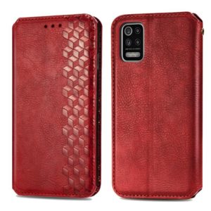 For LG K52 Cubic Grid Pressed Horizontal Flip Magnetic PU Leather Case with Holder & Card Slots & Wallet(Red) (OEM)