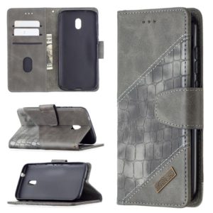 For Nokia C1 Plus Matching Color Crocodile Texture Horizontal Flip PU Leather Case with Wallet & Holder & Card Slots(Grey) (OEM)