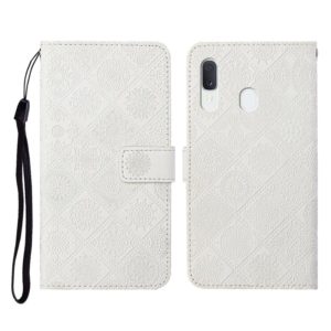 For Samsung Galaxy A20e Ethnic Style Embossed Pattern Horizontal Flip Leather Case with Holder & Card Slots & Wallet & Lanyard(White) (OEM)