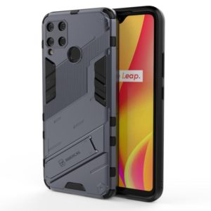 For OPPO Realme C15 Punk Armor 2 in 1 PC + TPU Shockproof Case with Invisible Holder(Grey) (OEM)
