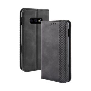 Magnetic Buckle Retro Texture Horizontal Flip Leather Case for Galaxy S10e, with Holder & Card Slots & Wallet(Black) (OEM)