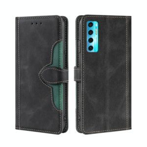 For TCL 20 Pro 5G Skin Feel Straw Hat Magnetic Buckle Leather Phone Case(Black) (OEM)