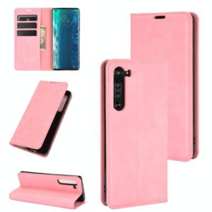For Motorola Moto Edge Retro-skin Business Magnetic Suction Leather Case with Holder & Card Slots & Wallet(Pink) (OEM)