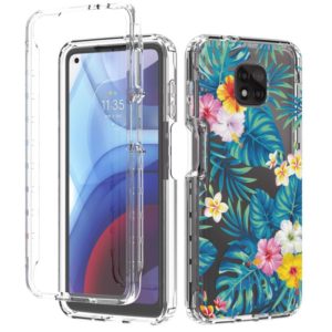 For Motorola Moto G Power (2021) 2 in 1 High Transparent Painted Shockproof PC + TPU Protective Case(Banana Leaf) (OEM)