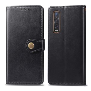 For OPPO Find X2 Pro Solid Color Leather Buckle Phone Case with Lanyard & Photo Frame & Card Slot & Wallet & Stand Function(Black) (OEM)