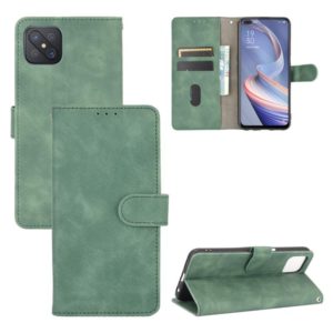 For OPPO A92s Solid Color Skin Feel Magnetic Buckle Horizontal Flip Calf Texture PU Leather Case with Holder & Card Slots & Wallet(Green) (OEM)